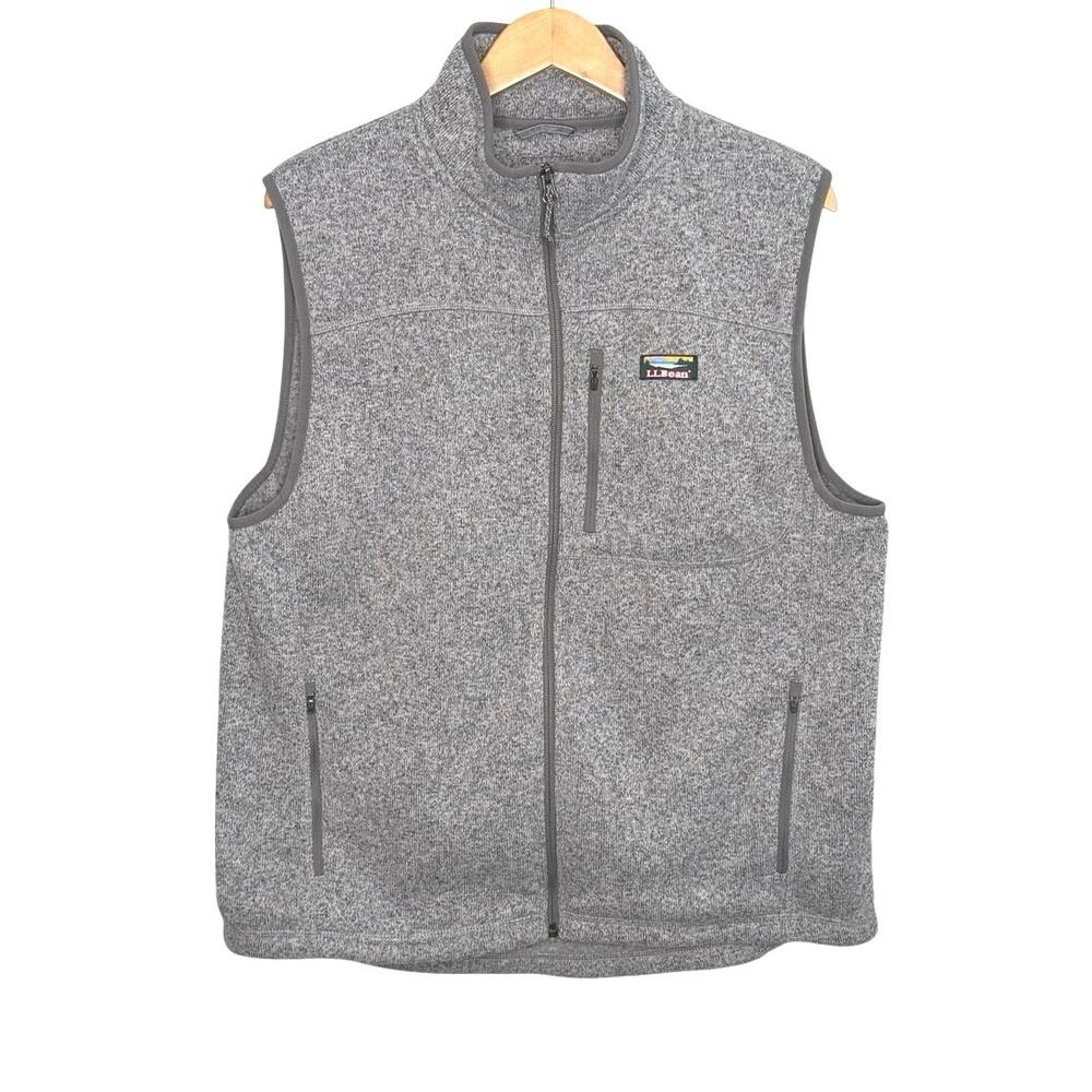 L.L. Bean men’s gray sweater fleece vest size large - Picture 2 of 7